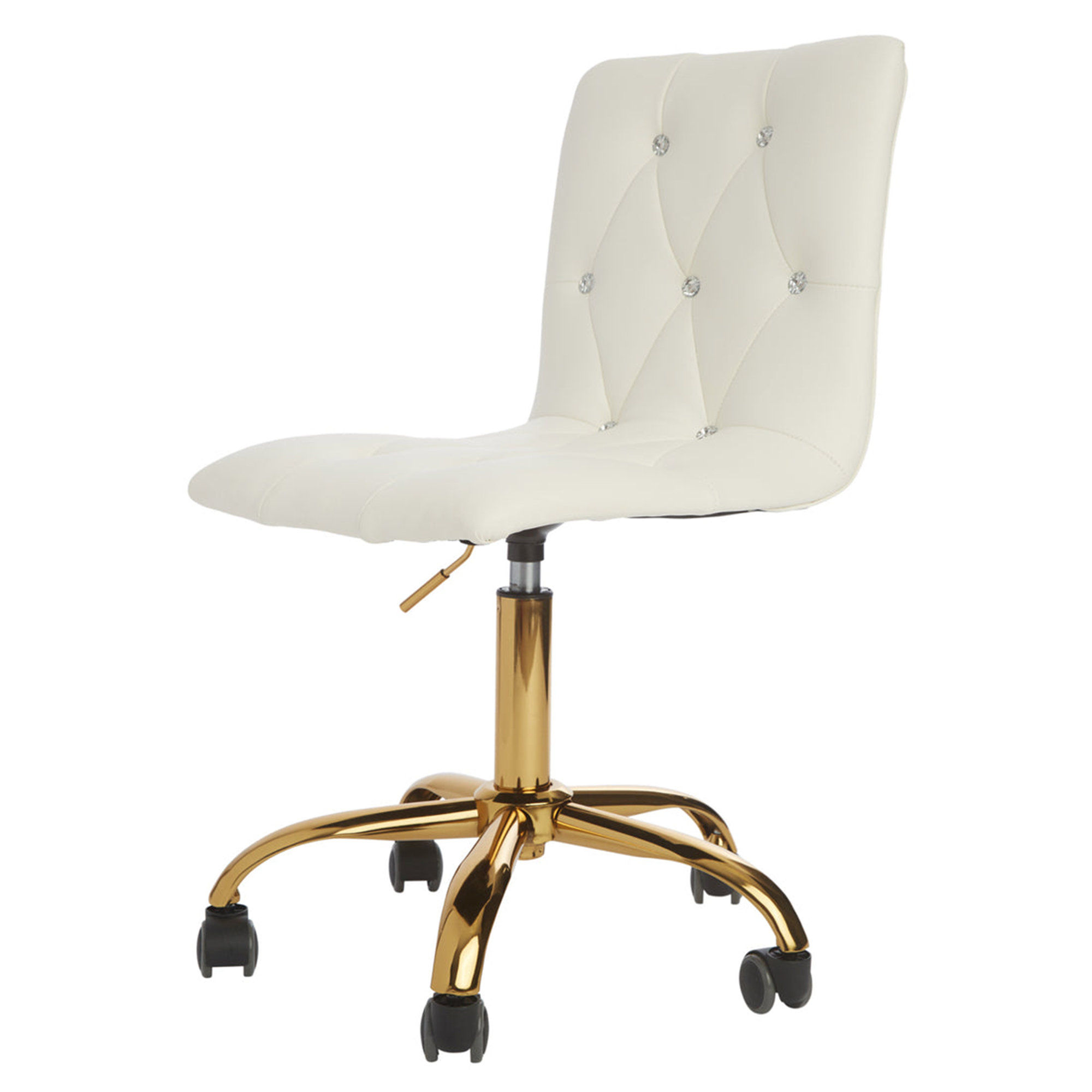 Mercer41 Evelyn Diamond Tufted Vanity Chair with Leatherette Cushioned Seat Wheeled Base Vanity Seat Wayfair